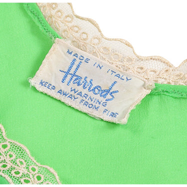 ARCHIVE: 1960s Harrods Emerald Green Lingerie Slip With Lace Windows