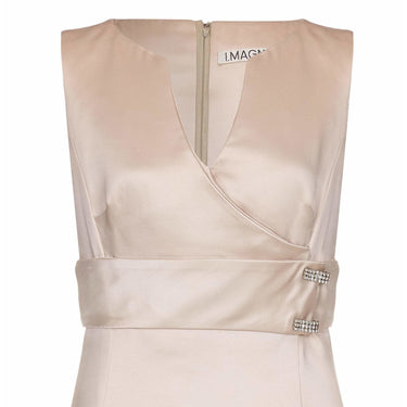 ARCHIVE - 1960s I. Magnin Cream Silk Occasion Dress With Diamante Detail