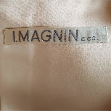 ARCHIVE - 1960s I. Magnin Cream Silk Occasion Dress With Diamante Detail
