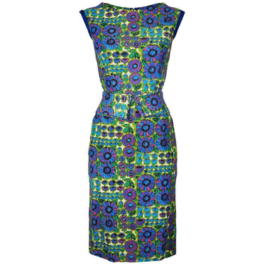 ARCHIVE - 1960s Worth Waffle Cotton Floral Print Dress