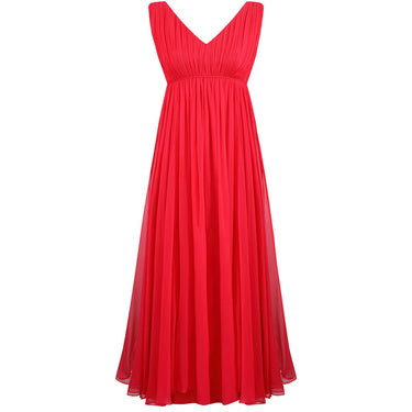 ARCHIVE - 1960s Mardi Gras By Levino Verna Red Silk Chiffon Empire Line Gown
