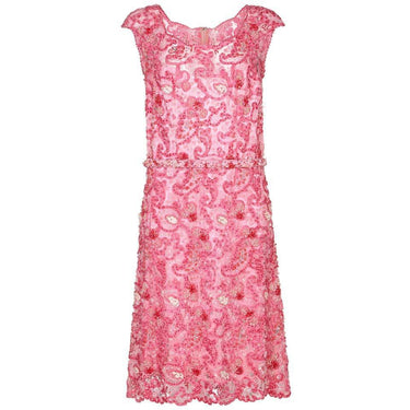 ARCHIVE - 1960s Norman Hartnell Couture Pink Beaded Dress Owned by Dame Barbara Cartland