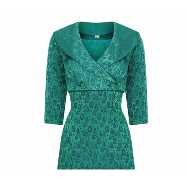 ARCHIVE - 1960s Peacock Blue and Green Jacquard Dress Suit