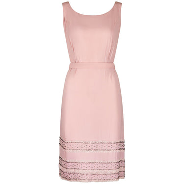 ARCHIVE - 1960s Doree Model Pink Georgette Lace Embellished Dress