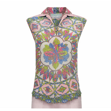 ARCHIVE - 1960s Pucci Silk Pale Pink Trouser Set With Vibrant Rosette Print
