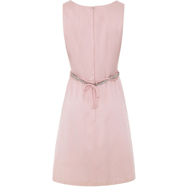 ARCHIVE - 1960’s Victor Costa Pale Pink Satin Dress with Rhinestone Belt