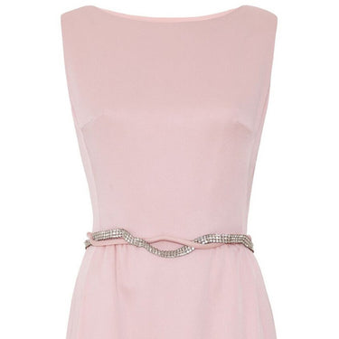 ARCHIVE - 1960’s Victor Costa Pale Pink Satin Dress with Rhinestone Belt