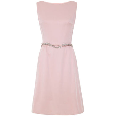 ARCHIVE - 1960’s Victor Costa Pale Pink Satin Dress with Rhinestone Belt