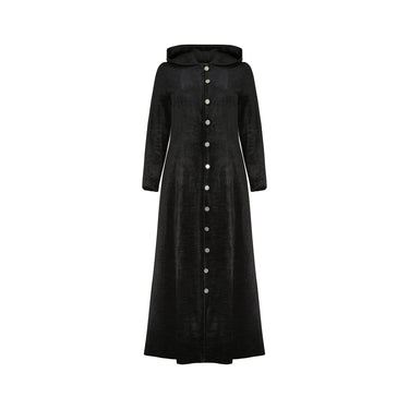 ARCHIVE - 1960s Jeff Banks Clobber Black Velvet Hooded Coat