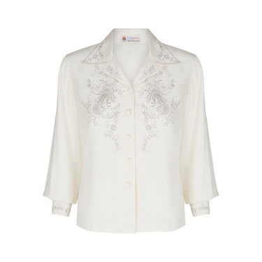 ARCHIVE - 1960s Chinese Cream Silk Embroidered Blouse