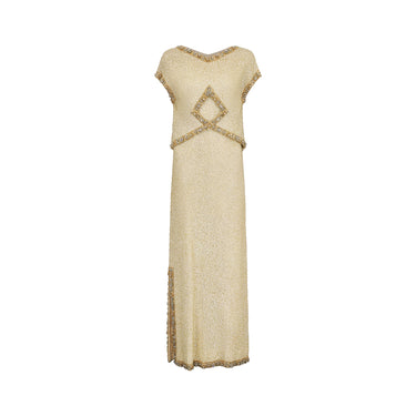 ARCHIVE - 1960s Norman Hartnell Couture Gold Sequinned and Beaded Dress