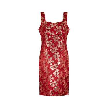 ARCHIVE: 1960s Red and Gold Brocade Shift Dress