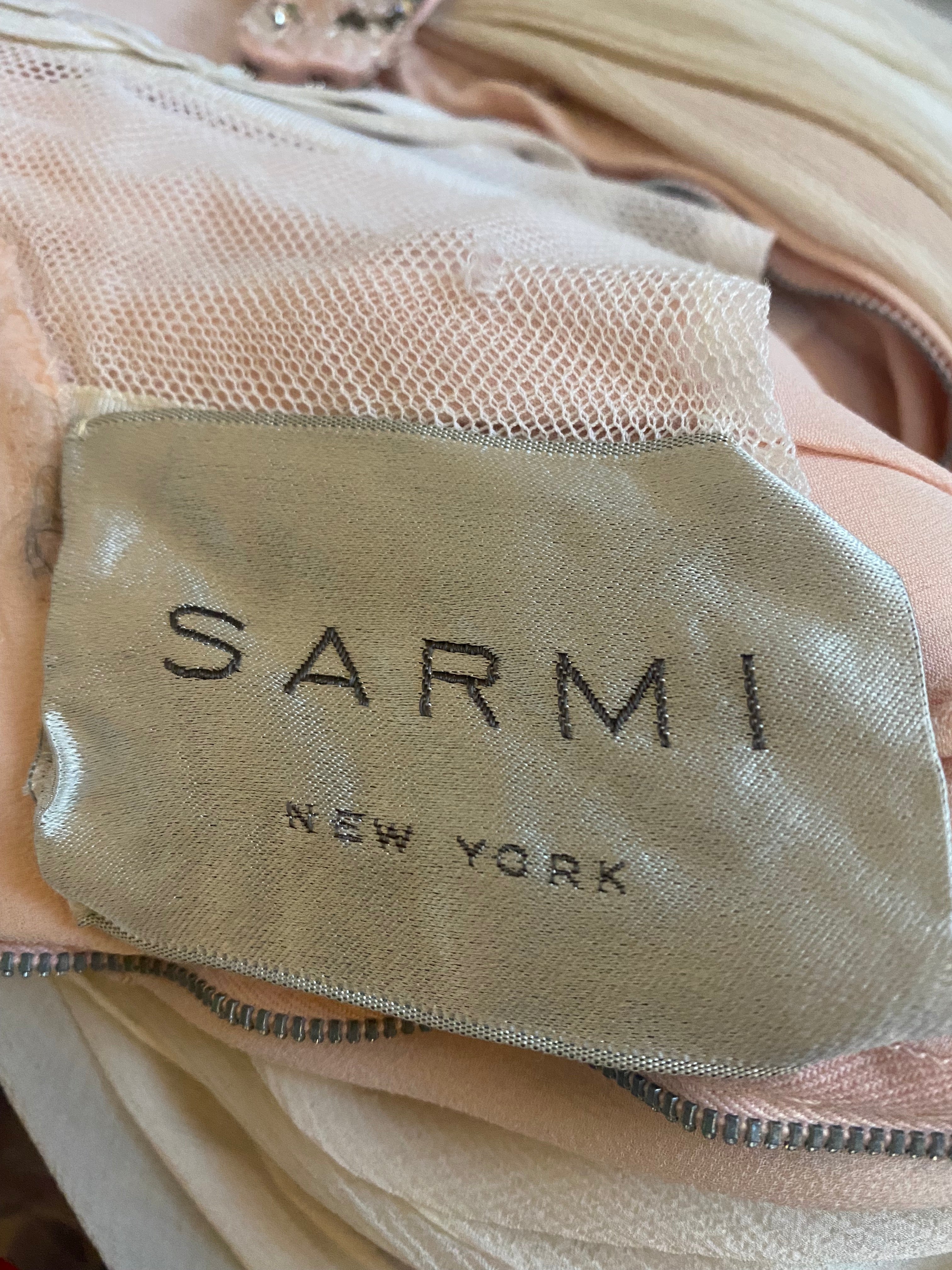 1960s Sarmi of New York Silk Chiffon and Beaded Dress