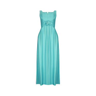 ARCHIVE - 1960s Turquoise Linen and Silk Formal Dress