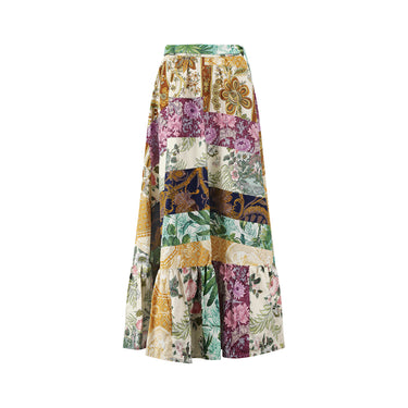 ARCHIVE - 1970s Cotton Patchwork Skirt with Deep Flounce