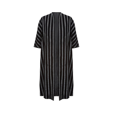 1970s Jean Damien Black Velvet Metallic Design Duster Coat