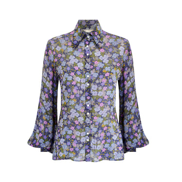 ARCHIVE - 1970s Jeff Banks Floral Dagger Collar Blouse
