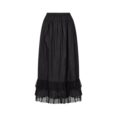 1970s Karl Lagerfeld for Chloe Black Victoriana Silk Lace Skirt