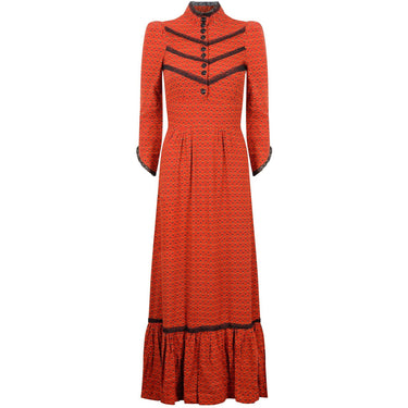 ARCHIVE - 1970s Ann Reeves Boutique Russet Prairie Maxi Dress