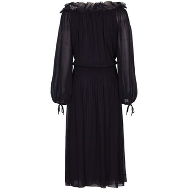 ARCHIVE - 1970s Christian Dior Boutique Couture Label Black Silk Chiffon Dress