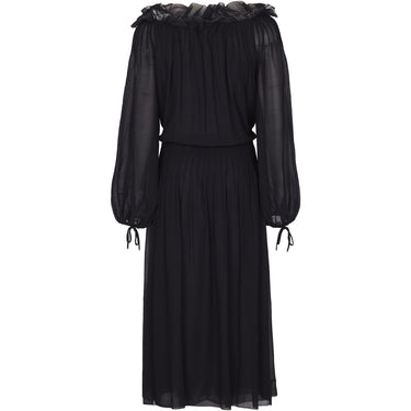 ARCHIVE - 1970s Christian Dior Boutique Couture Label Black Silk Chiffon Dress