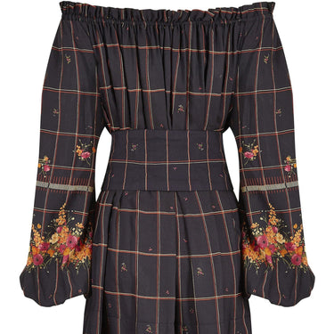 ARCHIVE: 1970s Christian Dior Crepe Smock Dress With Gathered Bardot Neckline