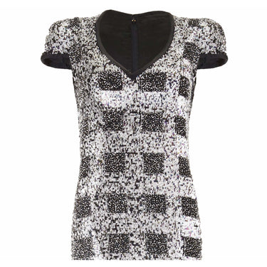 1970s Early 1980s Demi Couture Andre Laug Monochrome Sequin Dress