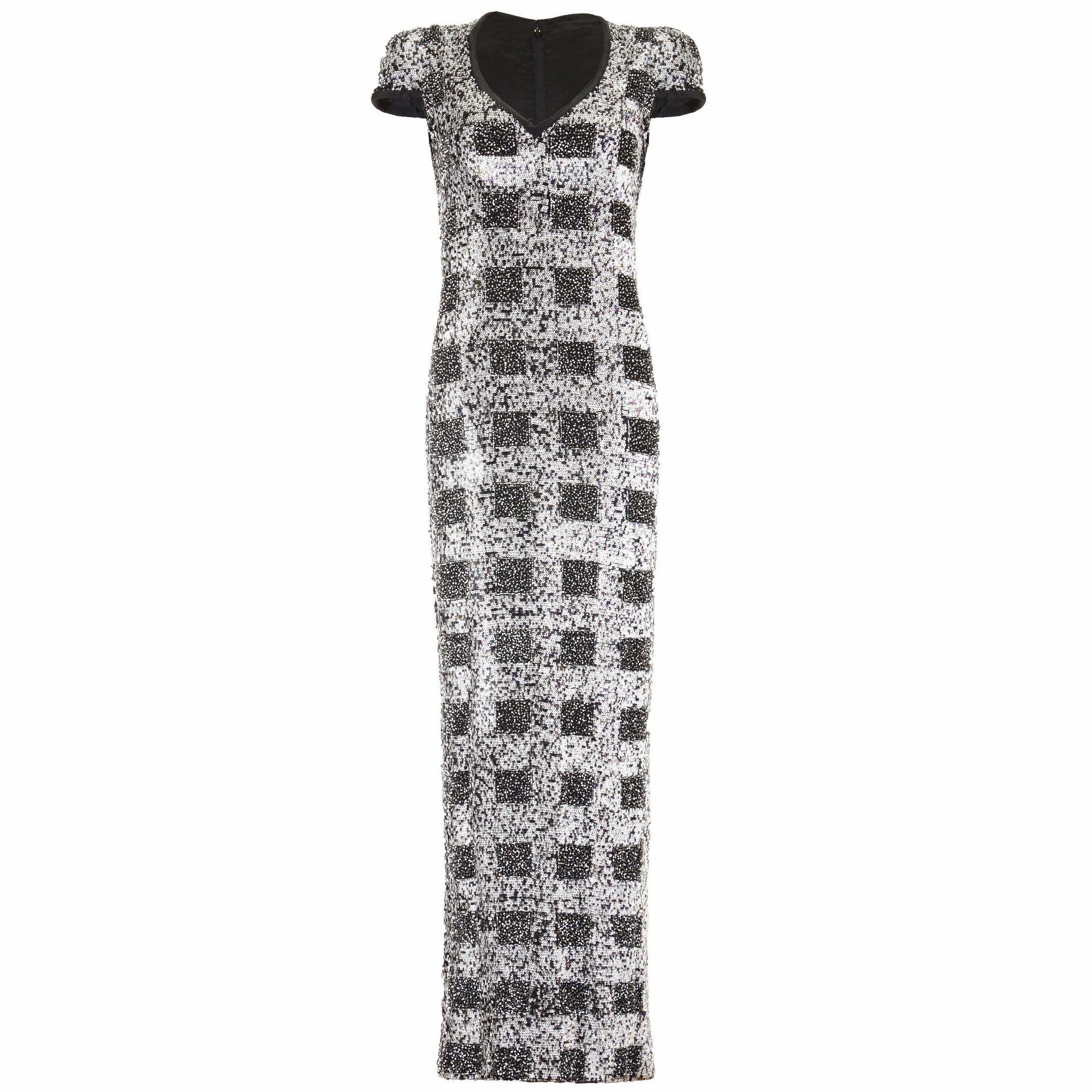 1970s Early 1980s Demi Couture Andre Laug Monochrome Sequin Dress