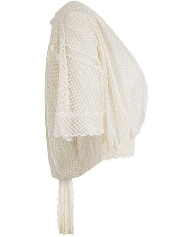 1970s Frank Usher Cream Ivory Lace Dress With Matching Bolero