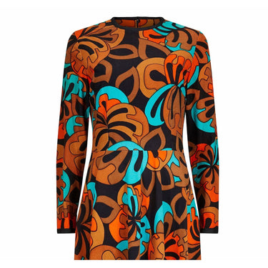 ARCHIVE: 1970s Frank Usher Psychedelic Leaf Print Maxi Dress