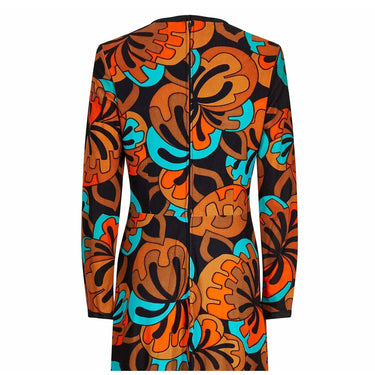 ARCHIVE: 1970s Frank Usher Psychedelic Leaf Print Maxi Dress