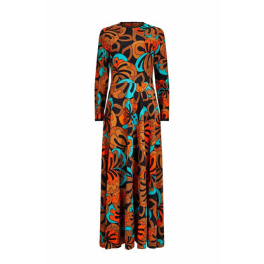 ARCHIVE: 1970s Frank Usher Psychedelic Leaf Print Maxi Dress