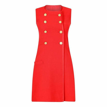 ARCHIVE - 1970s Ted Lapidus Haute Couture Red Pinafore Dress