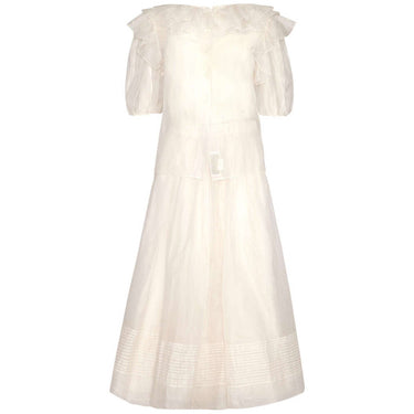 ARCHIVE - 1970s Gina Fratini White Silk Organza Maxi Skirt and Blouse Set