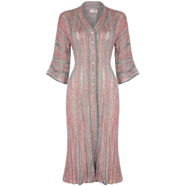 ARCHIVE - 1970s Green Red and White Mary Farrin Knitted Dress