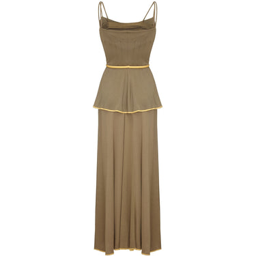 ARCHIVE - 1970s Horiko for Saks Peasant Style Olive Toned Silk Jersey Two Piece