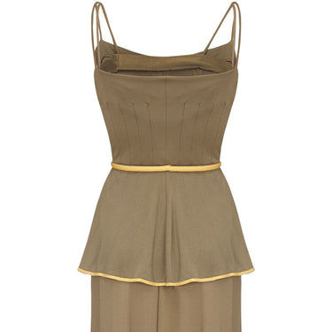 ARCHIVE - 1970s Horiko for Saks Peasant Style Olive Toned Silk Jersey Two Piece