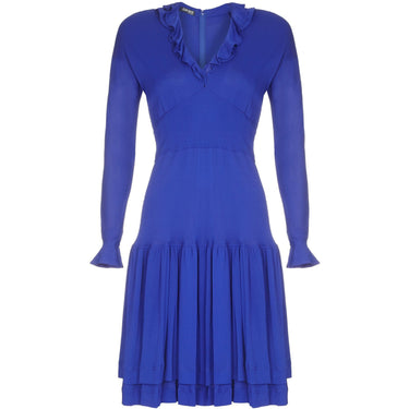 1970s Jean Muir Royal Blue Jersey Dress