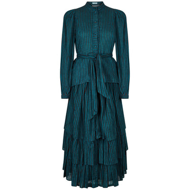 ARCHIVE - 1970s Caroline Charles Cotton Striped Blouse and Skirt Ensemble