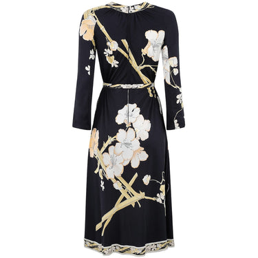 ARCHIVE - 1970s Leonard Silk Jersey Oriental Blossom Print Dress With Tie Belt