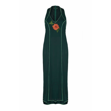 ARCHIVE - 1970s Lesley Sandra Green Jersey and Leather Dress and Jacket