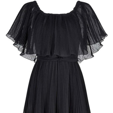 ARCHIVE - 1970s Roland Klein Black Pleated Chiffon Cocktail Dress