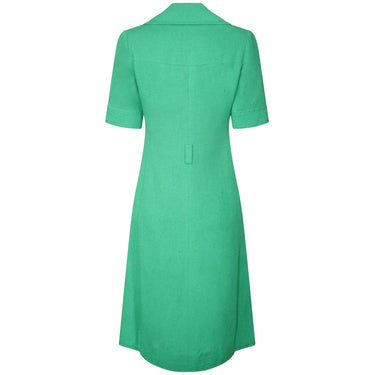 1970s Ted Lapidus Green Linen Coat Dress
