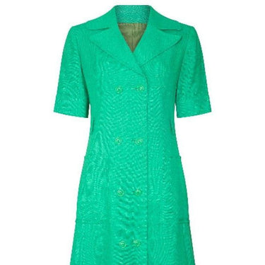 1970s Ted Lapidus Green Linen Coat Dress