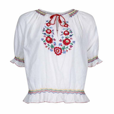 ARCHIVE - 1970s White Cotton Embroidered Hungarian Blouse
