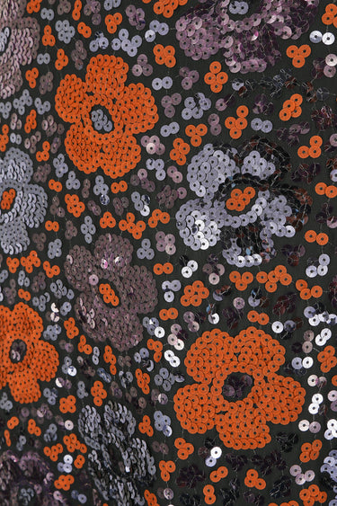 1970s Andre Laug Floral Sequinned Dress