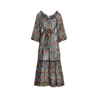ARCHIVE - 1970s Angela Gore Floral Boho Maxi Dress