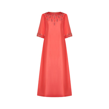 ARCHIVE - 1960s Bramel Model Beaded Coral Red Dress