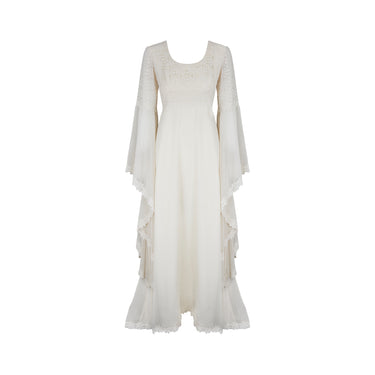 ARCHIVE: 1970s Simon Ellis Couture Trumpet Sleeve Wedding Dress
