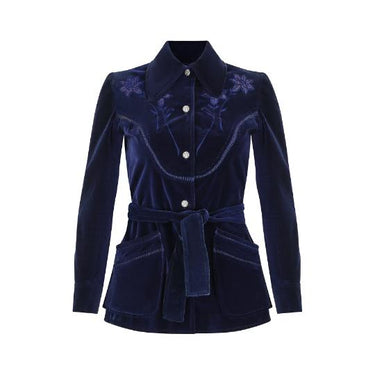 ARCHIVE: 1970s Gina Italian Sophisticates Navy Cotton Velvet Jacket